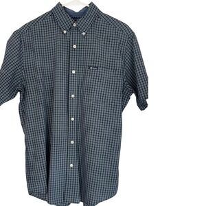 Chaps Mens Short Sleeve Button Up Plaid Shirt Blue Green‎ Size M - see note!